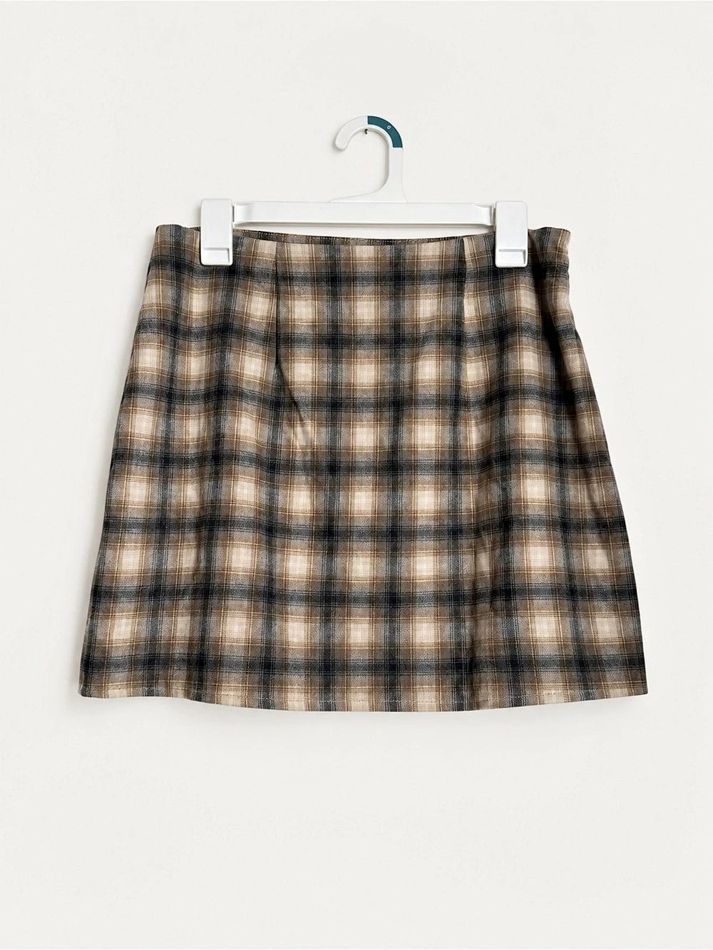 Old Navy Tan Gray Plaid Mini Skirt M